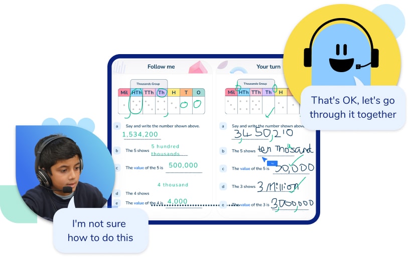 Student and Skye, the Ai maths tutor communicating. 