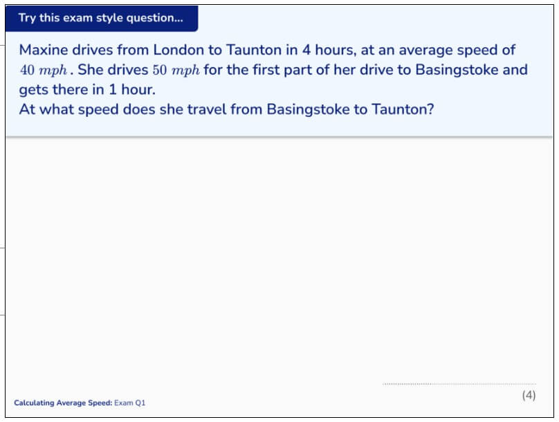 Average speed GCSE maths topics revision lesson slide