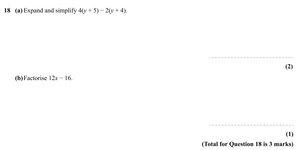 sample algebra question - foundation 